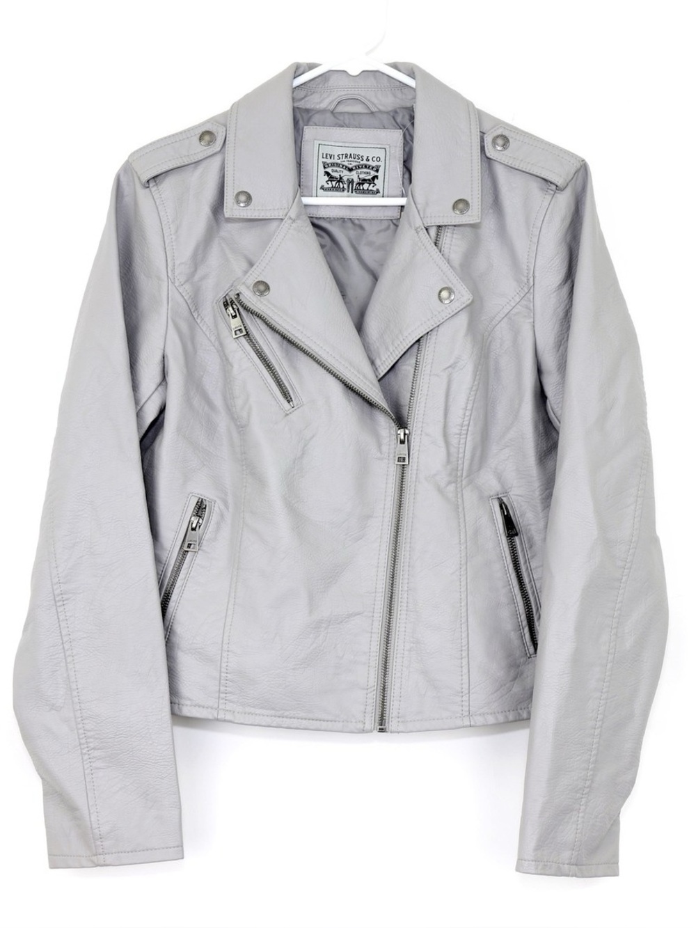 Levi's Light Gray Women's Leather Moto Jacket